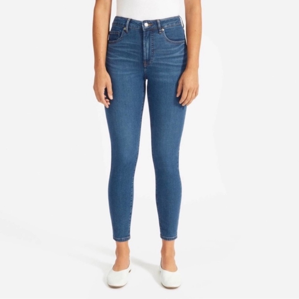 Everlane Authentic Stretch High Rise Skinny Jeans Mid Blue Size 25 Ankle